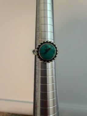 Turquoise Sterling Silver Bead Ring - Women Jewelry Size 4.75